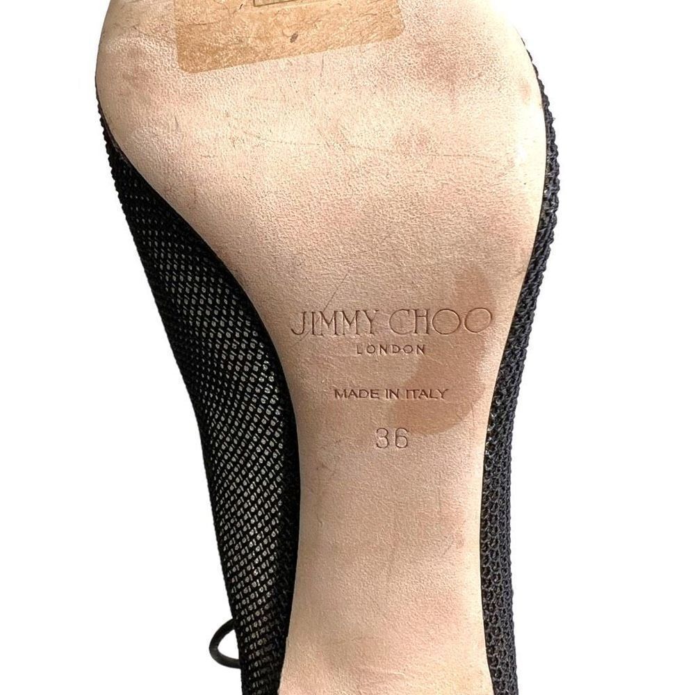 Jimmy Choo Sayra 100 Mesh Ankle Lace Up Tie Black Heels Booties Leather Size 36 - Picture 10 of 12